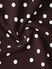Brown polka dot camisole fabric with tie-back detail.