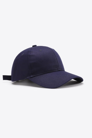 Navy cotton twill baseball cap with adjustable strap