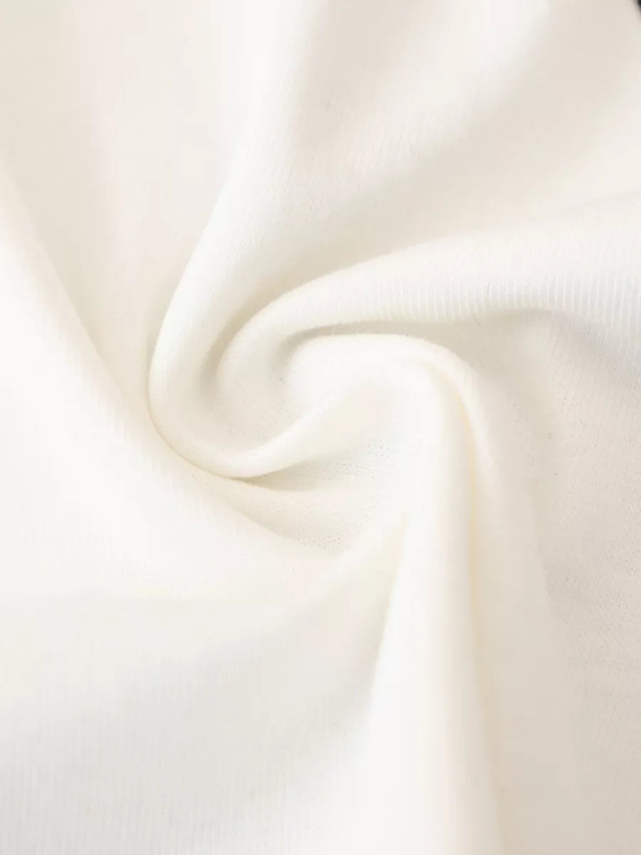 White cotton toddler tee fabric detail