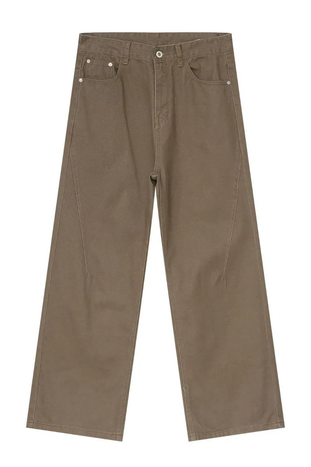 Relaxed carpenter denim trousers in taupe with wide legs and a straight cut.
