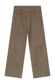 Relaxed carpenter denim trousers in taupe with wide legs and a straight cut.