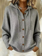 Hooded Button-up Cardigan in Pink, view 19