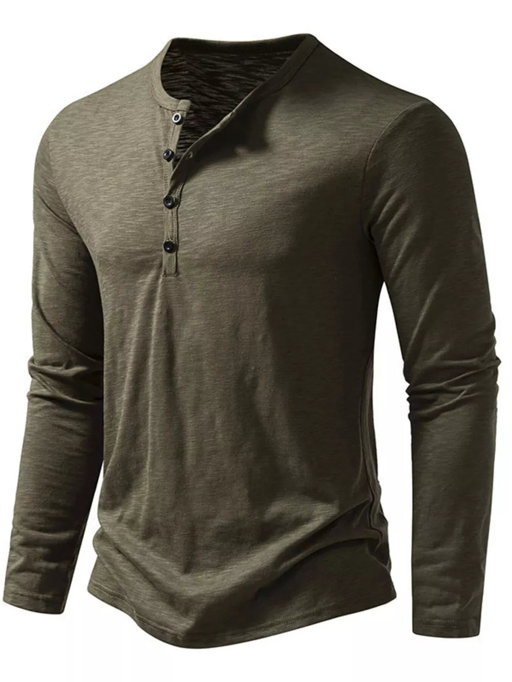 Men's Long Sleeve Henley T-shirt, editorial view
