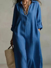 Full Size Casual Midi Shirt Dress Plus Size in Black, fabric detail