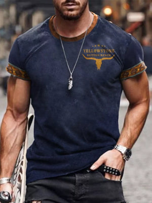Men's Full Size Round Neck Short Sleeve T-shirt in Moss, back view