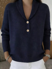 Button Detail Long Sleeve Sweater in Navy Blue, view 12