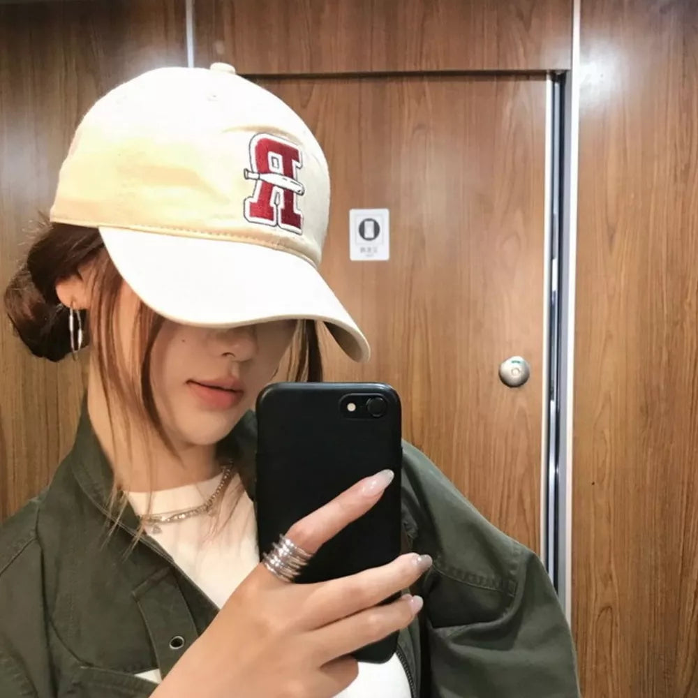 Letter Embroidered Classic Baseball Cap, front view