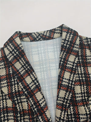 Tailored plaid vest with notch lapel and button detail