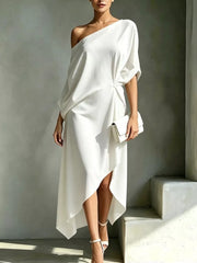 Chic Asymmetrical One-shoulder Drape Dress
