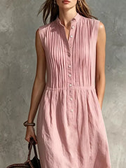 Sleeveless Button Front Midi Dress Plus Size, model styling view
