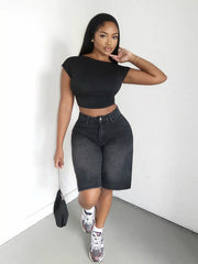 Effortless High-waisted Denim Shorts