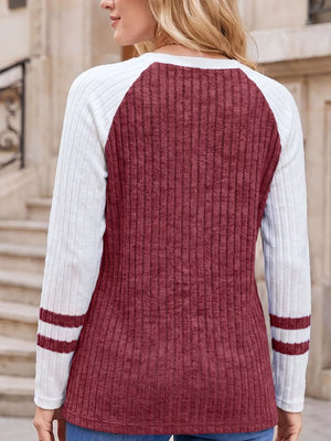 Ribbed Raglan Sleeve T-shirt, model styling view