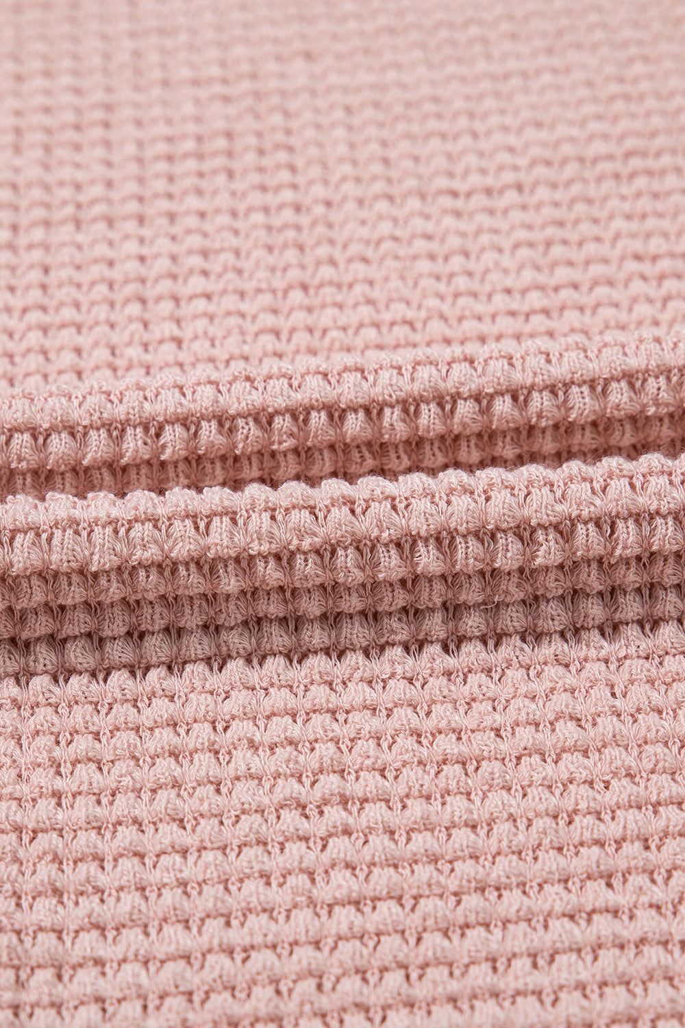 Dusty pink waffle knit top with lace yoke detail