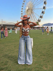 Two-tone High-waisted Jeans With Seam Detail