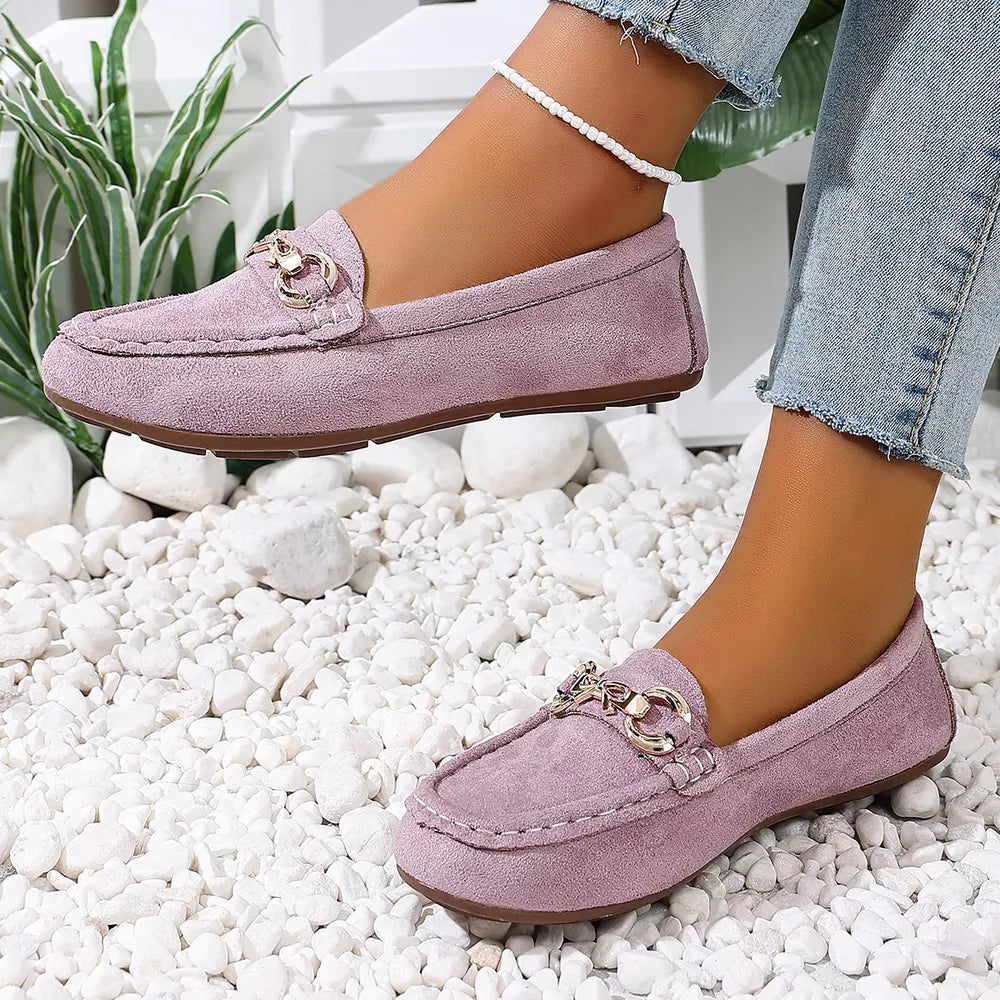 Comfortable Flat Loafers With Buckle in Dark Blue, view 12