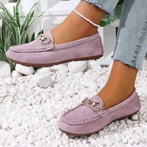 Comfortable Flat Loafers With Buckle in Dark Blue, view 12