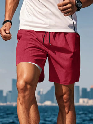 Men's Drawstring Casual Shorts in White, side view