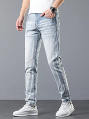 Men's Slim Fit Light Blue Jeans in Light Blue, side view