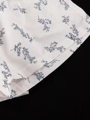 Charming Floral Balloon Sleeve Two-piece Set