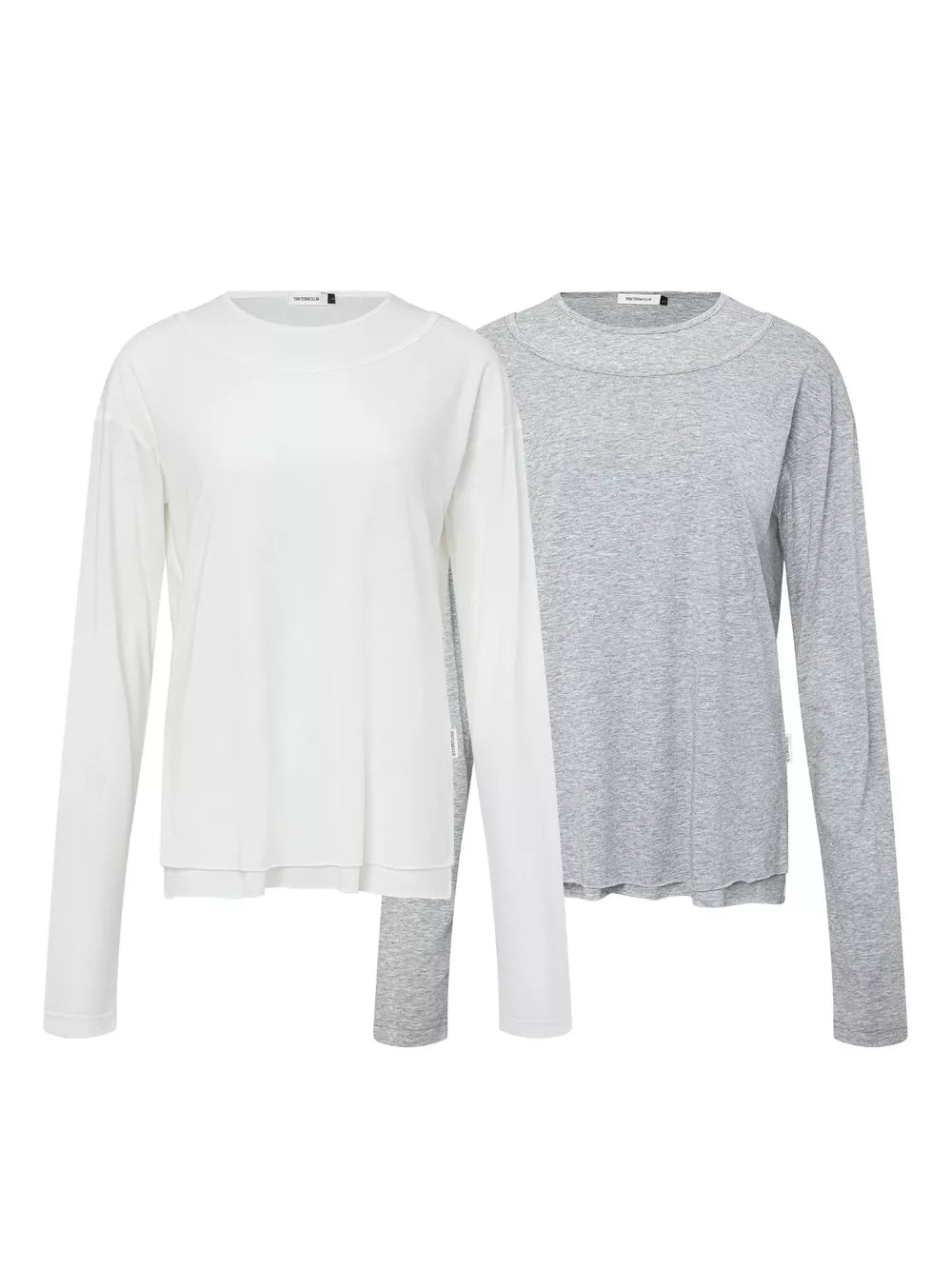 Men's Long-sleeve Round Neck T-shirt in White, back view