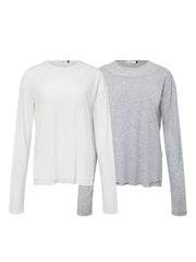 Men's Long-sleeve Round Neck T-shirt in White, back view