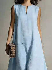 Notched Neck Sleeveless Maxi Dress