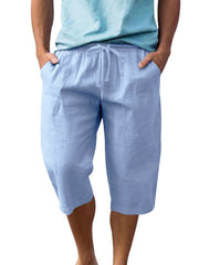 Men's Casual Drawstring Bermuda Shorts Plus Size in Light Blue, back view