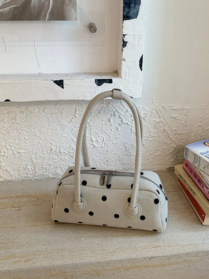 Polka Dot Small Shoulder Bag in Off-white, model styling view