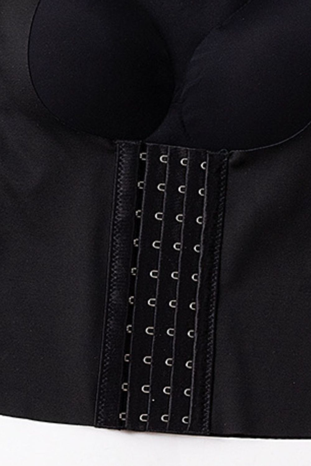 Black sculpting bodice tank top with hook-and-eye closure detail