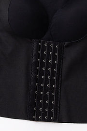 Black sculpting bodice tank top with hook-and-eye closure detail