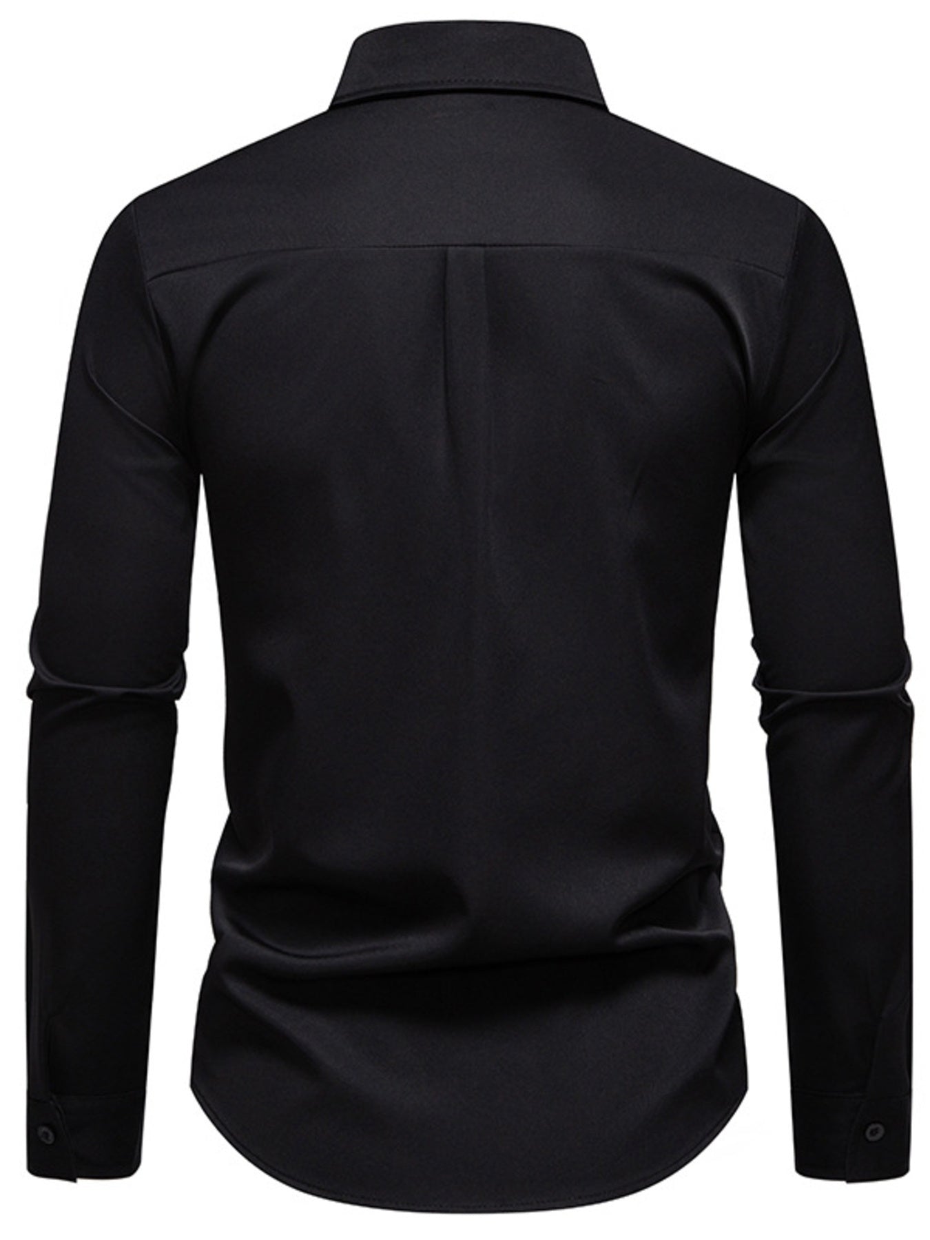 Black long sleeve button-down cotton undershirt for men with a classic collar.