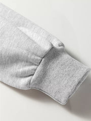 Grey cotton relaxed two-piece set sleeve detail with ribbed cuff