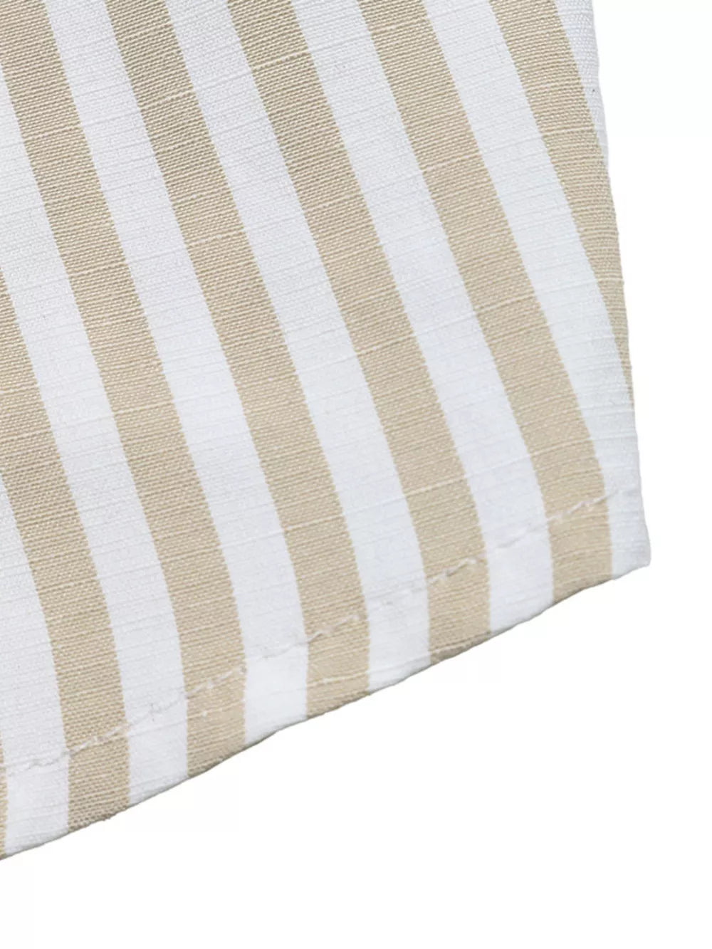 Chic striped cotton two-piece set with beige and white vertical stripes.