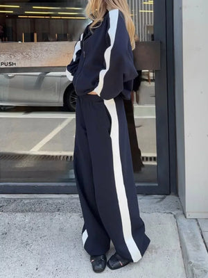 Zip Up Long Sleeve Outerwear And Pants Set, back view