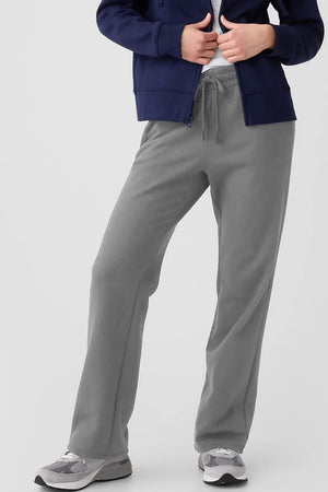 Relaxed-fit dark gray lounge trousers with drawstring waist and straight leg