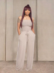 Effortless Strapless Smocked Jumpsuit