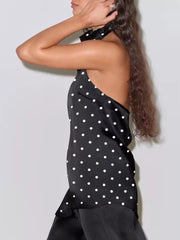 Chic Polka Dot Halter Tank Top