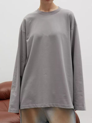 Light Gray oversized crewneck sweatshirt with voluminous sleeves and a ribbed neckline.