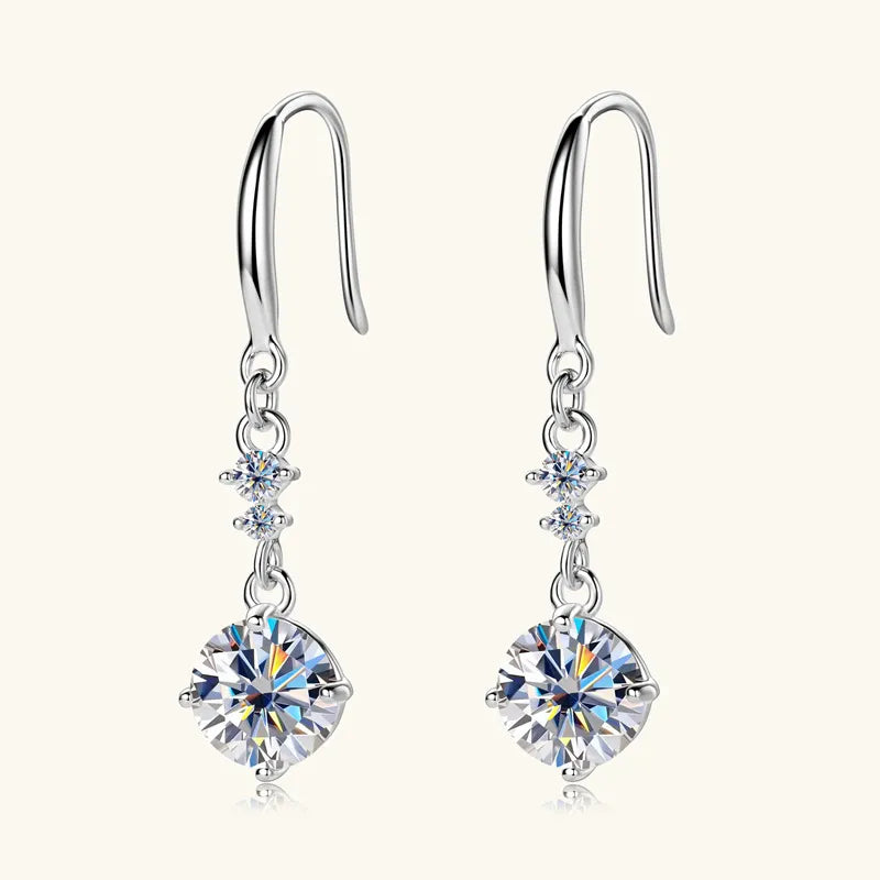 Silver celestial drop pendant earrings with cubic zirconia accents