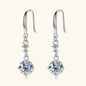 Silver celestial drop pendant earrings with cubic zirconia accents