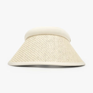 Woven brim sun visor in ivory with a contrast trim band.