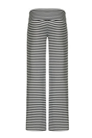 Black and white striped palazzo pants with a high waist.