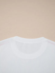 White ribbed maternity t-shirt with subtle contrast stitching detail on the neckline.