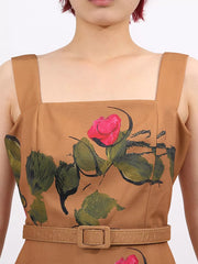 Painterly Floral A-line Midi Dress