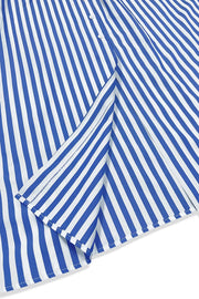 Striped Long Sleeve Maxi Shirt Dress in Light Blue, back view