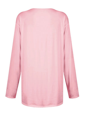 Relaxed fit blush pink long sleeve tunic with patch pockets