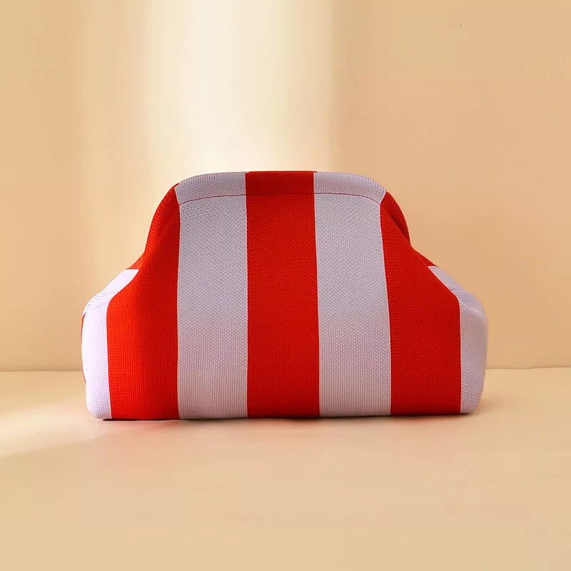 Striped Portable Medium Clutch Bag, back view