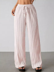 Striped Wide-leg Drawstring Pants, view 25