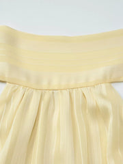 Yellow striped ruched halter cami top with a gathered waist