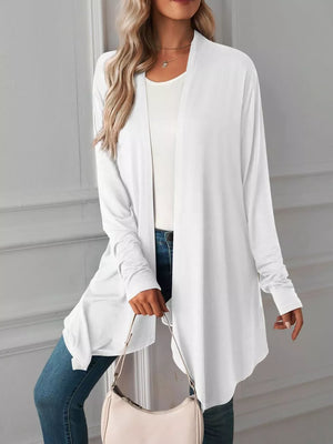 Lightweight Open Front Cardigan in White with unlined